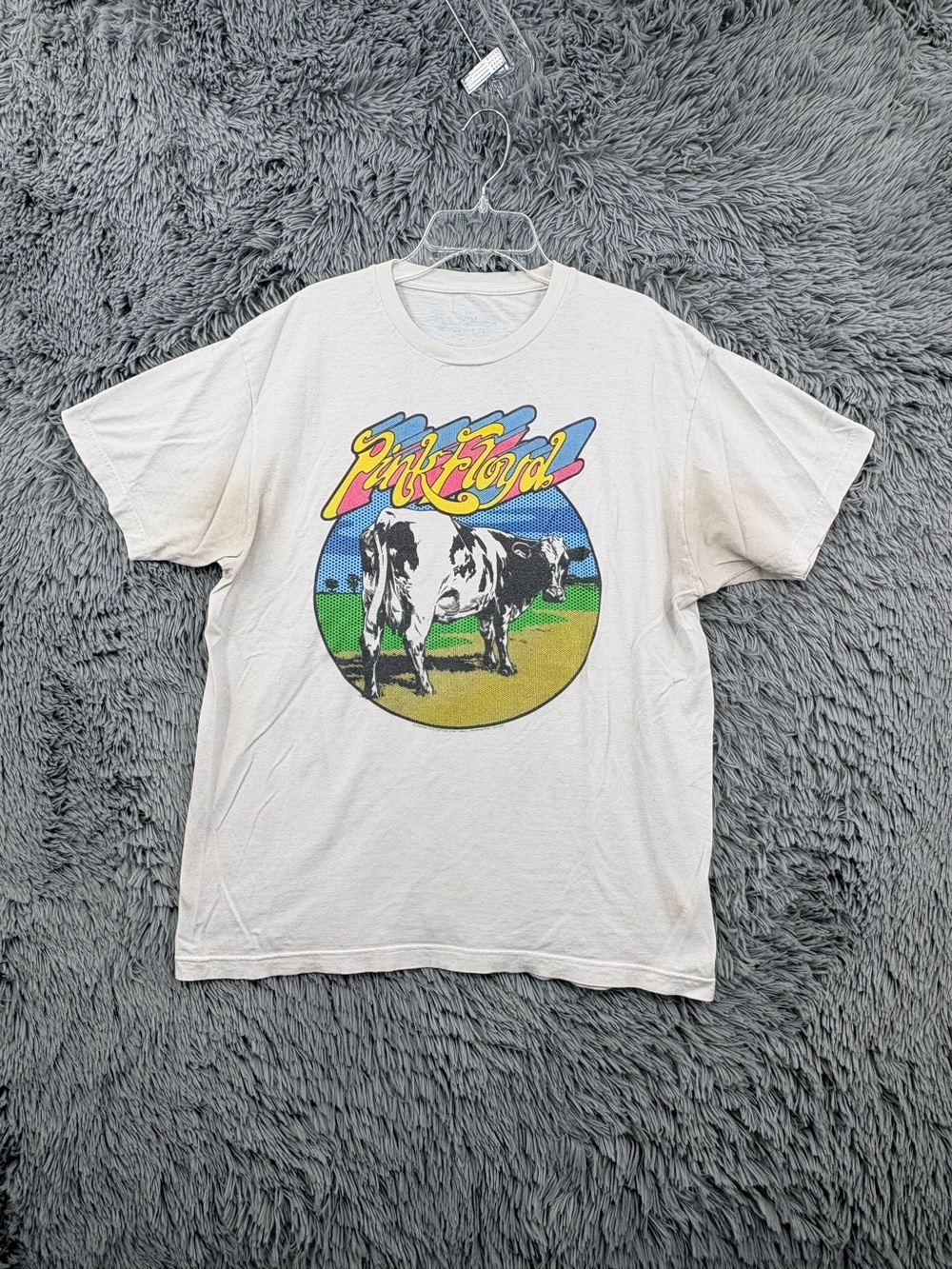 Pink Floyd Tshirt Liquid Blue Mens Large White Distant Bells Cow Graphic